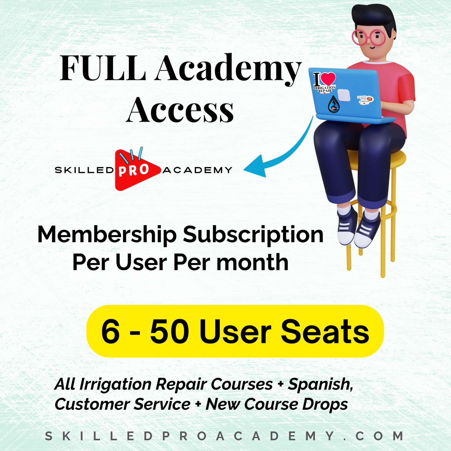 Full Academy Access Monthly  User Membership Subscription:  6- 50 Users
